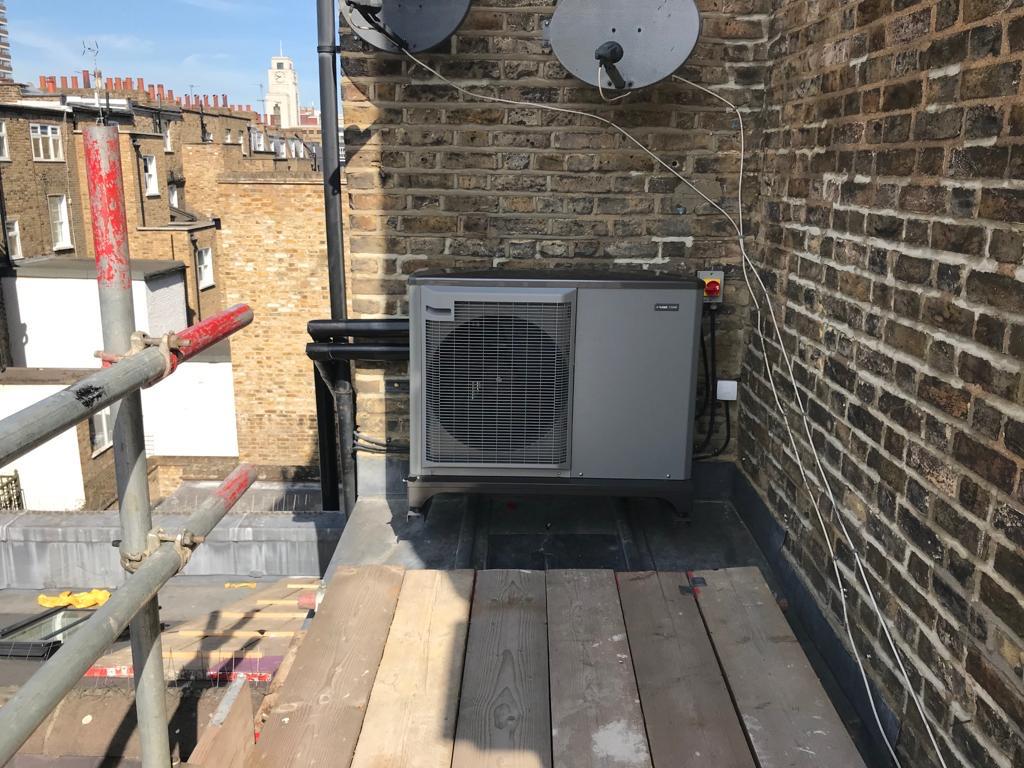 NIBE air source heat pump on rooftop