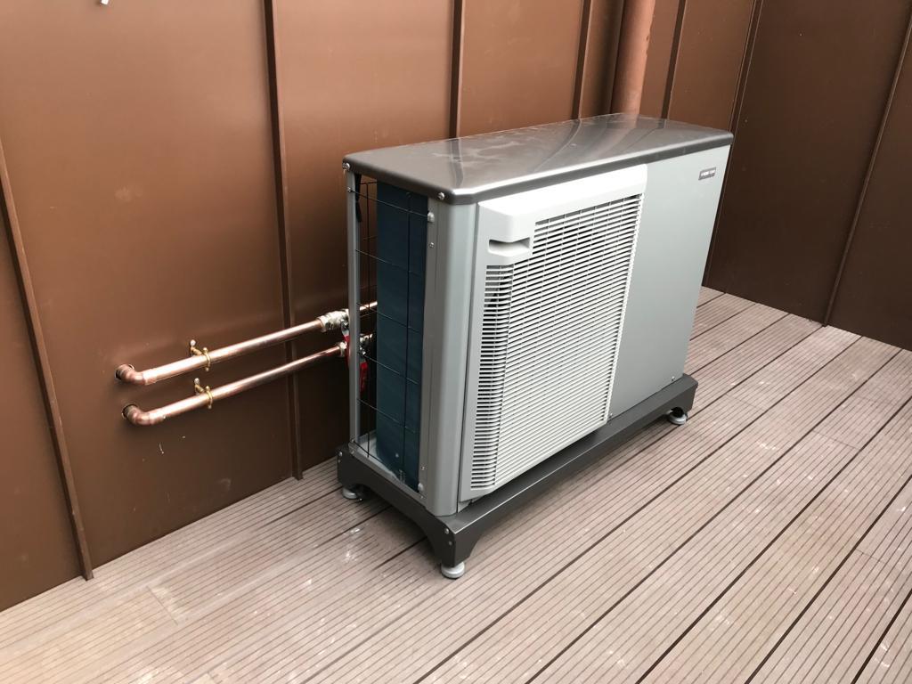 Mitsubishi heat pump on deck