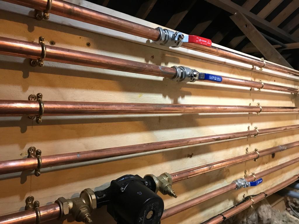 Copper pipework with isolation valves